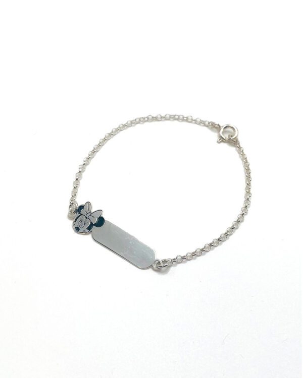 Pulsera de plata personalizado con nombre y Minnie Mouse